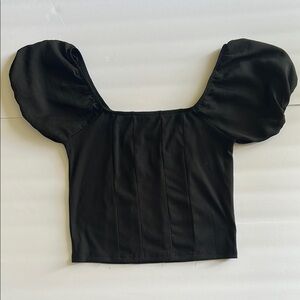 Elegant Black Puff Sleeve Top